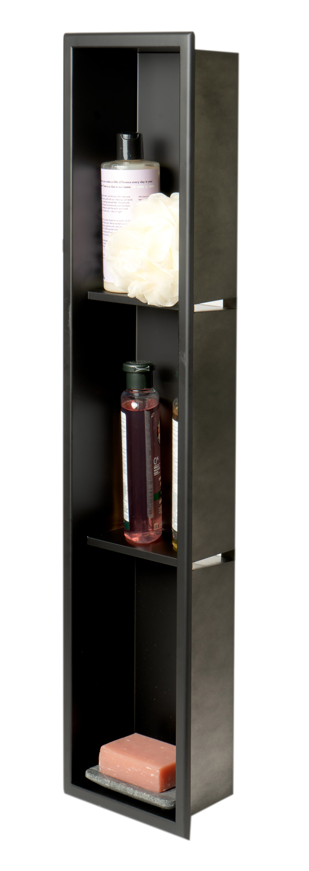 ALFI brand 8" x 36" Black Matte Stainless Steel Vertical Triple Shelf