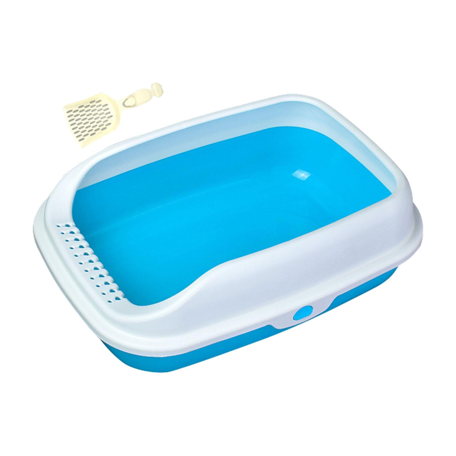 Cat Litter Tray Pet Litter Pan Opening Top Pet Litter Tray Cat Sand Box Splashproof Cats Toilet Cat Toilet Semi Enclosed for Pet Supplies Rabbit Blue Medium