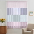 thumbnail image 3 of Colorful Stripe Sheer Curtains 96 Inches Long, Modern Pink Purple Blue Vertical Striped Light Filering Curtains, Privacy Drapes Simi Floor to Veiling Curtain for Living Room Bedroom Window Treatment, 3 of 9