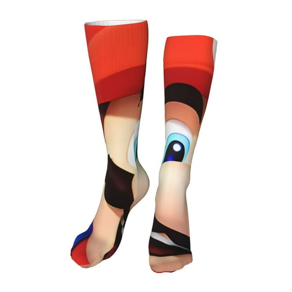 Lsque Mario Print Women's Men's Novelty 20in Crew Socks Cotton Socks Knee High Socks for Walking,Running,Nurses,Pregnancy
