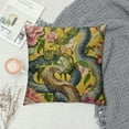 thumbnail image 2 of JEUXUS  Snake Pillow Case Chrysanthemum Flowers Leaves Animal Snakes Chinese Dragon Floral Decorative Throw Pillow Cover Square Cushion Canvas for Women Men, 2 of 5