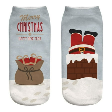 

UDAXB Socks Casual Work Business Socks 3D Christmas Santa Elk Printing Medium Sports Socks