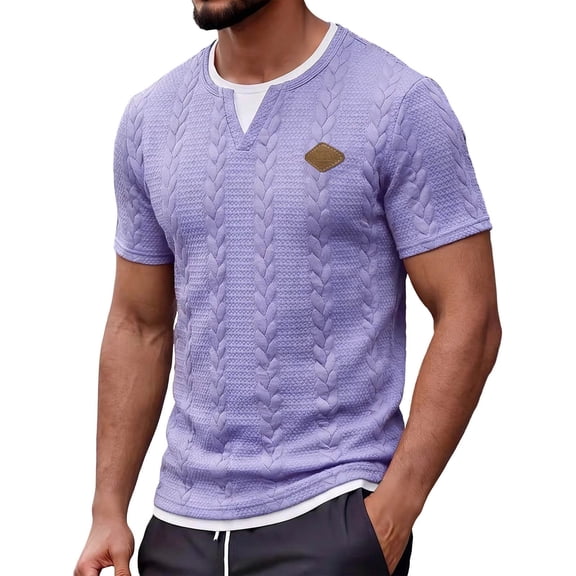 Klisyaur Fashion Shirts for Mens Short Sleeve V Neck Summer Casual Comfortable Breathable Tops Basic Tee