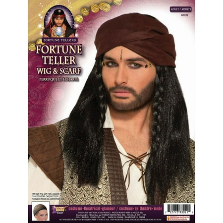 Halloween Fortune Teller - Wig - Black With Scarf