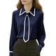 thumbnail image 2 of Ounisa Women's Bow Tie Neck Long Sleeve Buttton Cuff Chiffon Elegant Blouse, 2 of 6