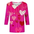 thumbnail image 4 of SOOMLON Valentine's Day Shirts for Women Girl Friend Valentines Gift Tunic 3/4 Sleeve Scoop Neck Tops Funny Love Heart Print Blouses Fashion Festival Clothes 2025 Hot Pink XL, 4 of 5