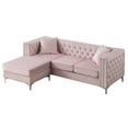 thumbnail image 5 of Maykoosh Baroque Brilliance Pink Sofa Chaise - 87W x 64D x 30H - Faux Jewel Tufted, Chrome Legs, and Velvety Cover for Ultimate Comfort, 5 of 5