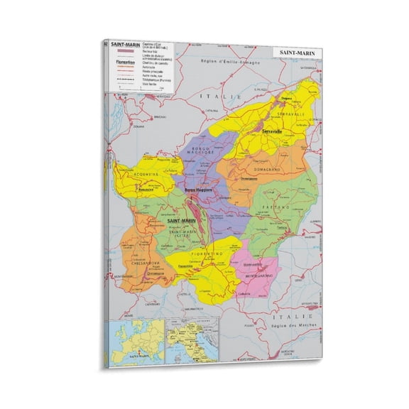 Saint-Martin Map Posters Canvas Poster Wall Art Picture Prints Hanging Photo Gift Decor Home Posters Artworks 20x30inch(50x75cm)