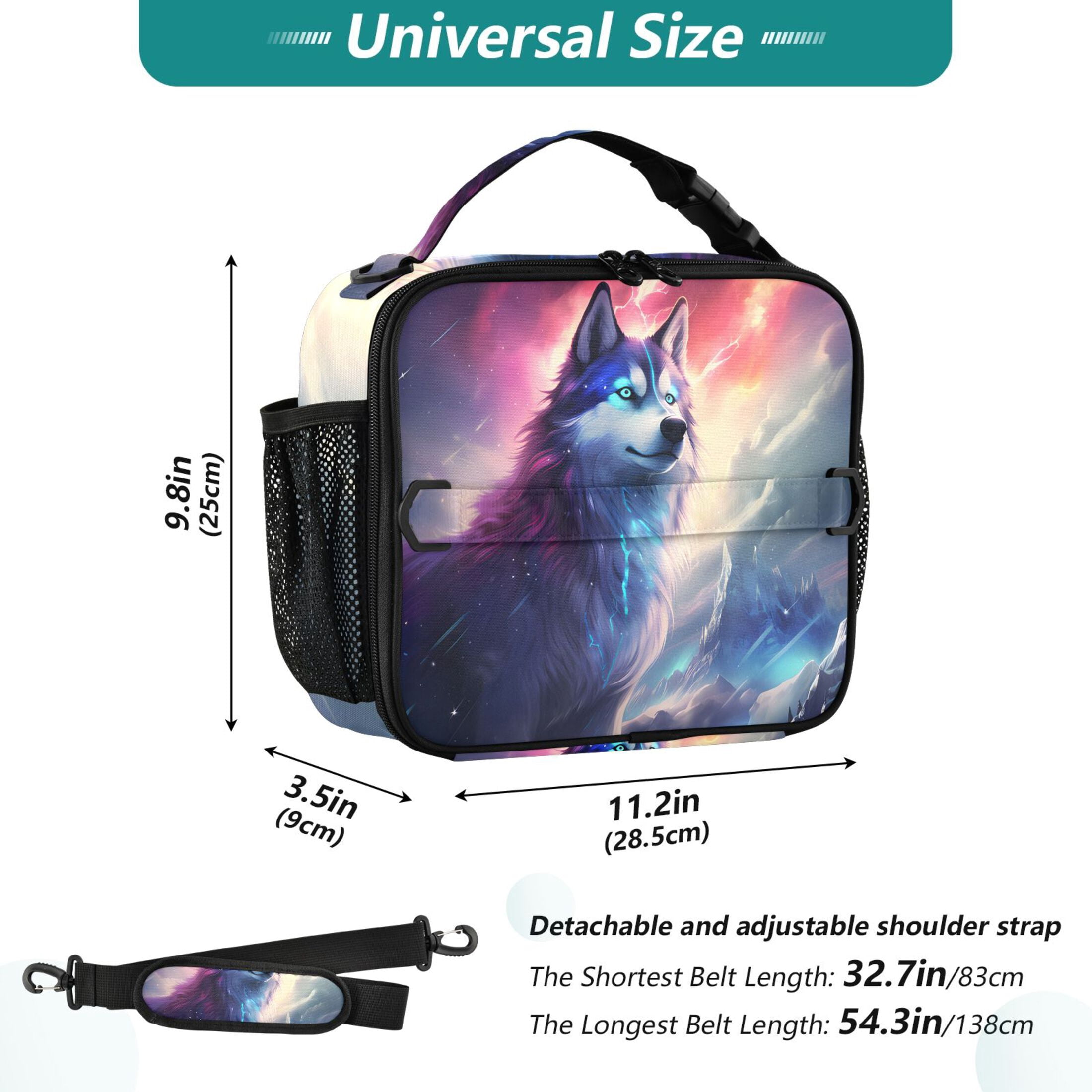 ALAZA Dog Starry Night Lunch Box Insulated Lunch Bag Cooler Tote with Shoulder Strap