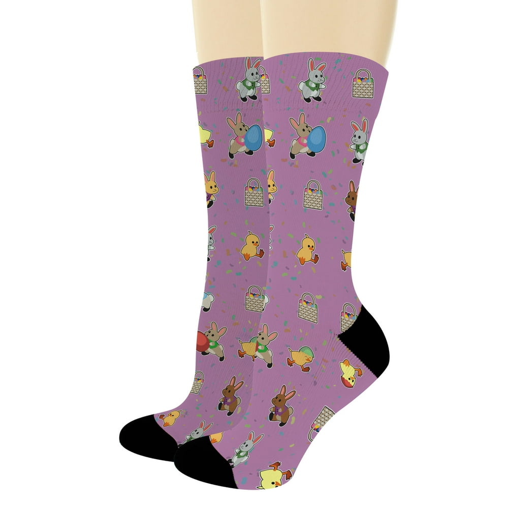 ThisWear Rabbit Gifts Bunny Crew Socks Easter Bunny and Baby Chick