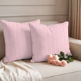thumbnail image 2 of 2 Pack Outdoor Waterproof Throw Pillows, Minimalist Geometric Pink White Decorative Square Pillow Case Patio Pillows for Chair Couch Sofa 16x16in, 2 of 9