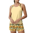 thumbnail image 2 of JULMCOMO Tankini Swimsuits for Women Sunflower Print Drawstring Crew Neck Sports Bathing Suit Beach Summer Two Piece Swimsuit Yellow XL, 2 of 6