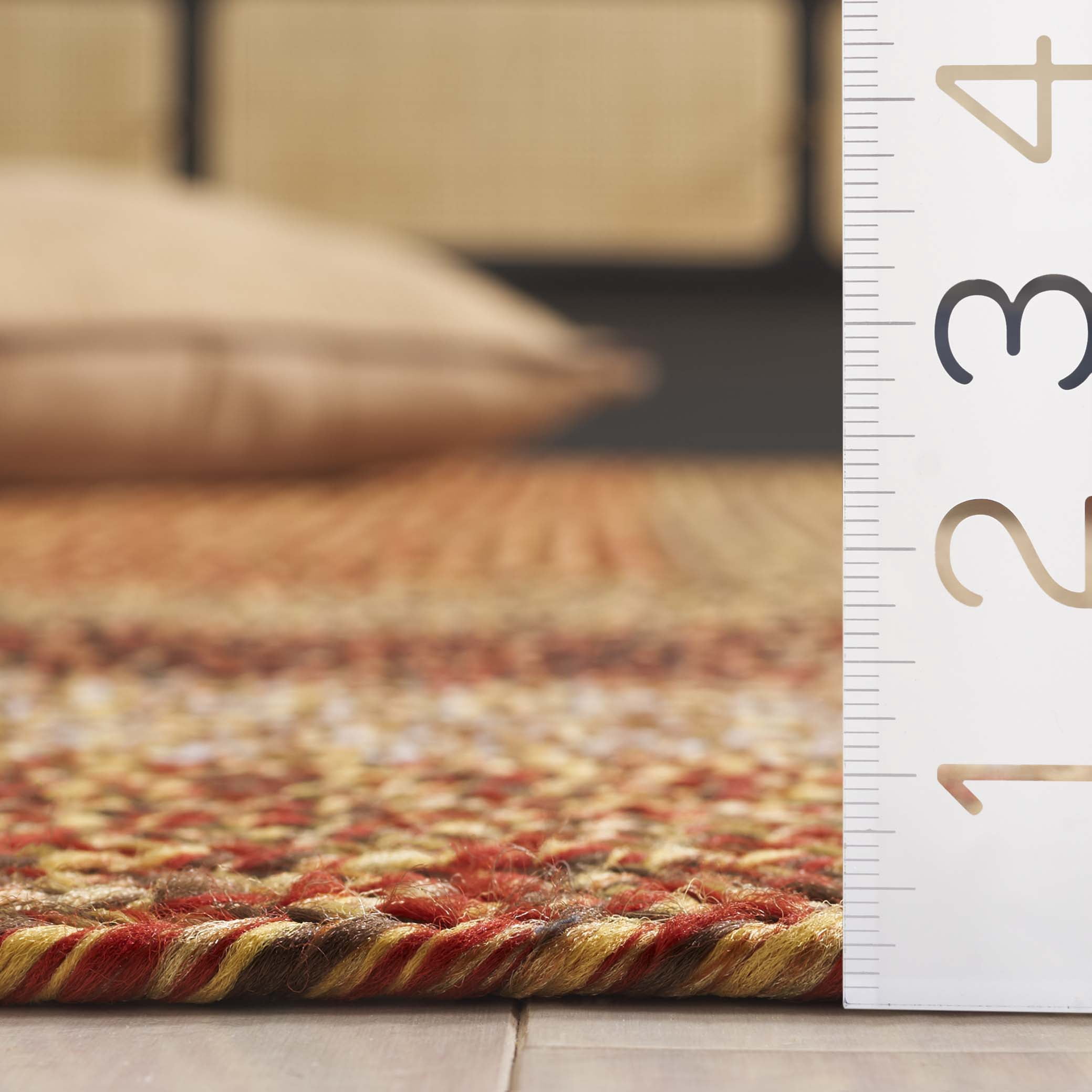 SAFAVIEH Braided Kent Geometric Machine Washable Reversible Area Rug, Rust/Red, 3' x 3' Round