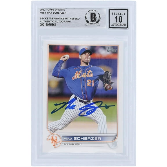 Max Scherzer New York Mets Autographed 2022 Topps Update #US1 Beckett Fanatics Witnessed Authenticated 10 Card - Fanatics Authentic Certified