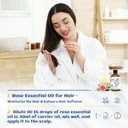 HIQILI Rose Essential Oil, 100mL Pure Rose Oil for Bath, Diffuser, Skin, Hair, Humidifier, Perfume