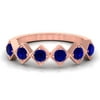 Diagonal 3/4 CT Blue Sapphire Ring, Blue Sapphire Half Eternity Ring, September Birthstone Ring, 14K Rose Gold, US 3.50