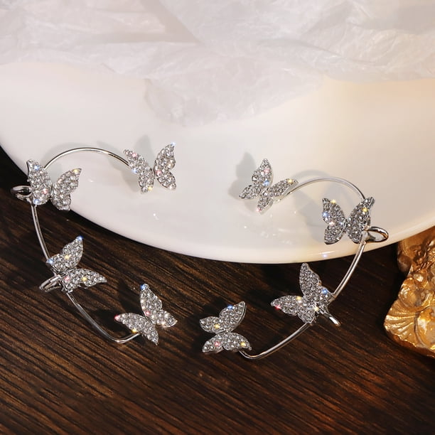 Fiudx Pendientes de Diamantes de Moda para Mujer Sin Perforación, 1 Par
