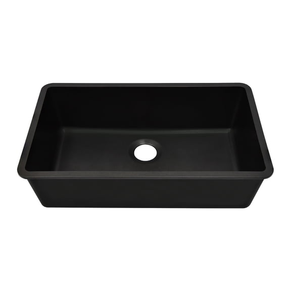 32" x 19" Quartz Kitchen Sink, Single Bowl Sink, Drop-in Sink, Undermount Sink, Granite Kitchen Sink, Galaxy Black Kitchen Sink, Lexicon Platinum LP-1000-K-SO