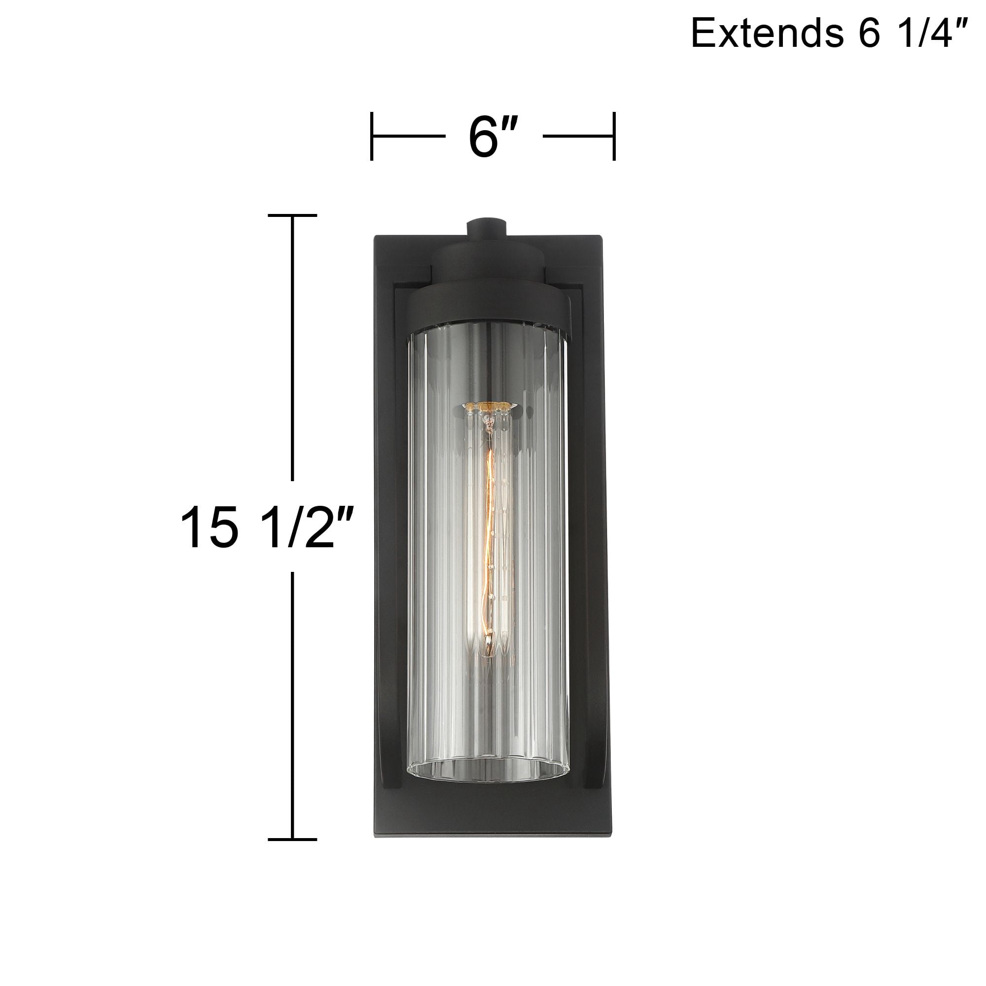 Possini Euro Design Bogata Modern Outdoor Wall Light Fixture Textured Black 15 1/2" Clear Ribbed Glass for Post Exterior Barn Deck House Porch Yard