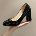 thumbnail image 6 of Black Ladies Round Toe Chunky Heel Pumps Slip-On Style For Summer Comfort And Versatile Outfit Pairing, 6 of 6