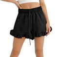 thumbnail image 1 of StSilkitty Girls Ruffle Shorts Solid Color Mid Waist Drawstring Elastic Shorts Summer Beach Casual Shorts, 1 of 7