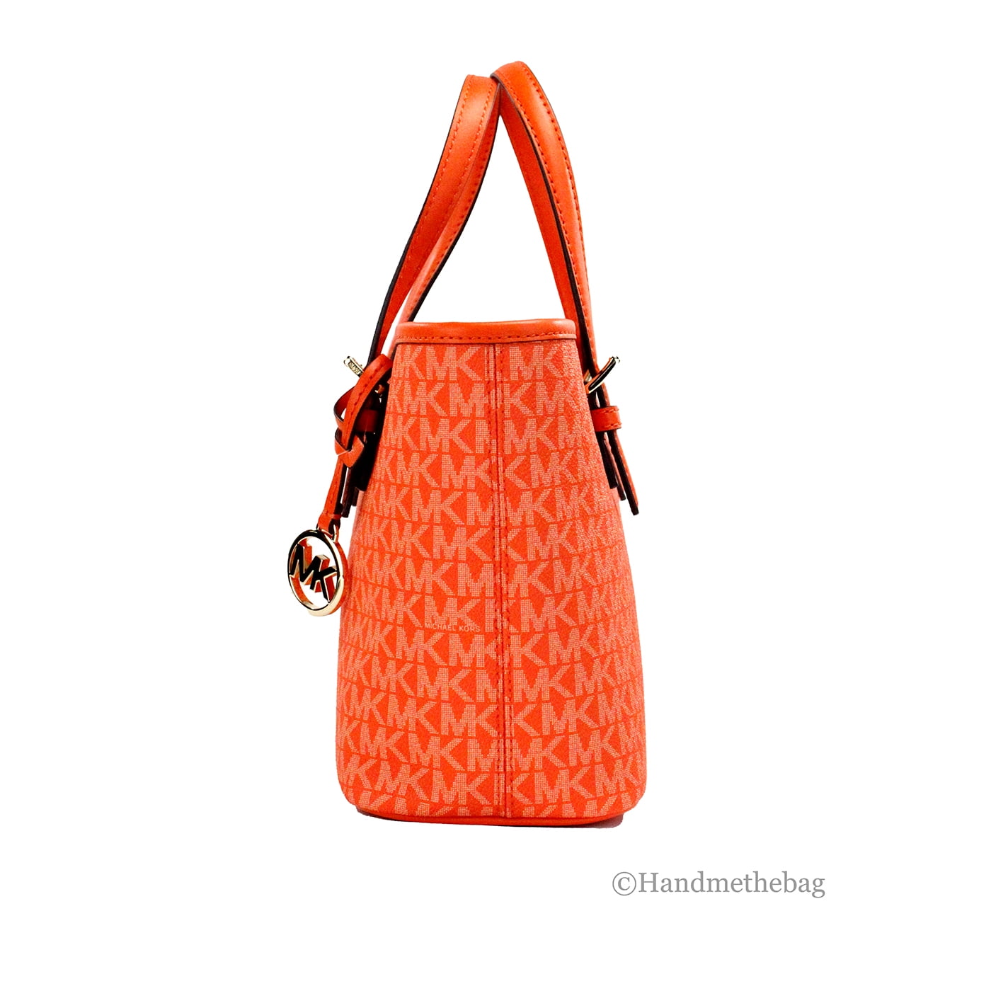 Michael Kors Jet Set Poppy Signature XS Carryall Top Zip Tote Bag