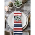 thumbnail image 2 of Navy Blue Red Striped Cloth Napkins Set of 6 Reusable Dinner Napkins, Gradient Horizontal Lines Cocktail Napkin Washable Table Napkins for Wedding/Holiday Party/Baby Shower 20"x20", 2 of 7
