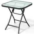 thumbnail image 1 of Costway Patio Folding Square Glass Side Table Bistro Coffee Table Plant Stand, 1 of 10