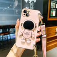 thumbnail image 1 of Funda blanda con soporte telescópico de astronauta chapado para iPhone, carcasa con cordón cruzado para iPhone 11, 13, 12, 14 Pro, XS Max, XR, XS, X, 7, 8 Plus, 1 of 4