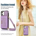 thumbnail image 4 of Nalacover Wallet Crossbody for iPhone 12 mini Phone Case with Lanyard Strap Credit Card Holder 5.4", PU Leather Protective Handbag Purse Kickstand Bling Diamond Cover Women Girl, Purple, 4 of 10