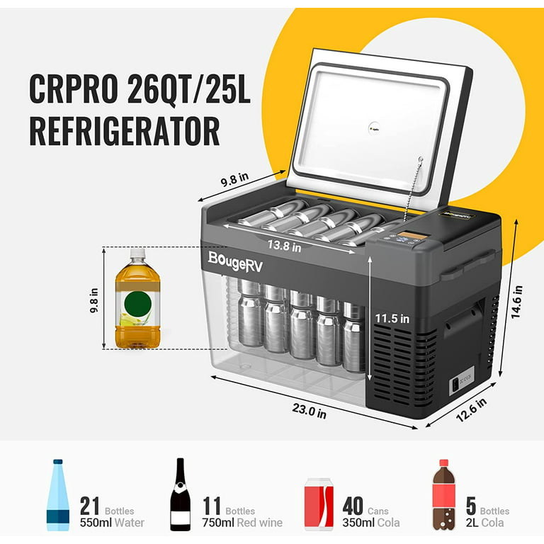  BougeRV 12 Volt Refrigerator, CRPRO 21 Quart 12V Car