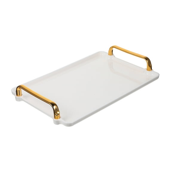 BESTYASH White Plastic Teaware Tray, Rectangular Design with Fine Craftsmanship, Perfect for Coffee Table and Home Use