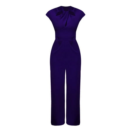 

Women s Jumpsuits Rompers & Overalls Casual High Waist Bodysuit Knotted Cutout Short Sleeve Overall Jumpsuit for Women