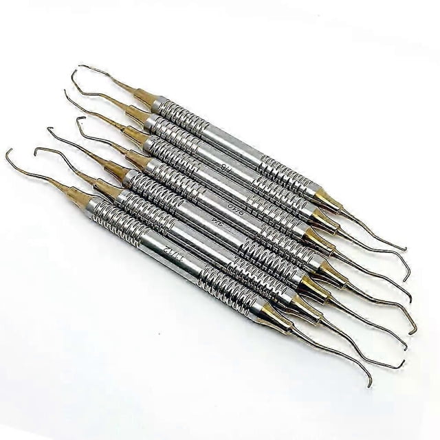 Gaibosi 7Pcs Teeth Cleaning Dental Scaler Set Periodontal Gracey Bone Curettes Perio Dentistry Equipment Oral Care Teeth Whitening Tool