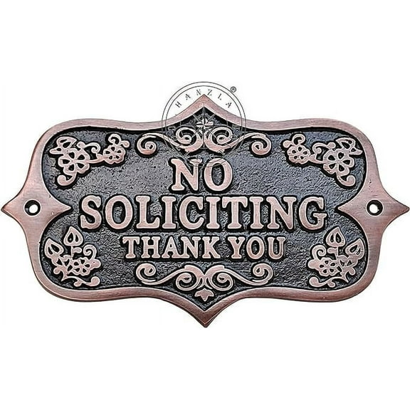 Hanzla Collection NO SOLICITING THANK YOU Solid Brass Door Sign 7" Nautical Home Decor Wall Plaque
