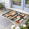 thumbnail image 2 of Abstract Boho Doormat Outdoor Entrance 16"x24", Vintage Multicolored Geometric Stripes Absorb Moisture Dirt Door Mats, Non-Slip Rubber Backing Floor Mats Indoor, Low-Profile Front Door Rugs, 2 of 9
