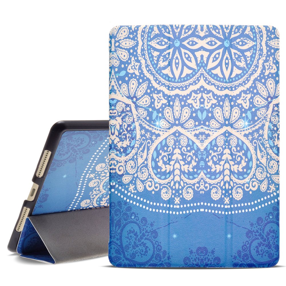 iPad Pro 9.7-inch (2016) Case, RANZ Blue Flower Design Ultra Slim