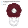 thumbnail image 3 of Uxcell Fabric Camellia Flower Brooch Elegant Pearl Tassel Pin Bracelet Dual Use for Women, Wine Red,2 Pack, 3 of 7