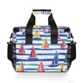 thumbnail image 7 of FORMRS Insulated Cooler Bag 24 Cans Capacity Soft Leakproof Lunch Box with Side Pockets, Blue Hand Drawn Sailboats, 7 of 7