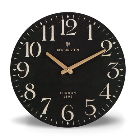 Farmhouse Black Wall Clock - 12 Inch Quartz Operated Vintage Wooden Decorative Silent Analog For Kitchen Living Room Bedroom Office