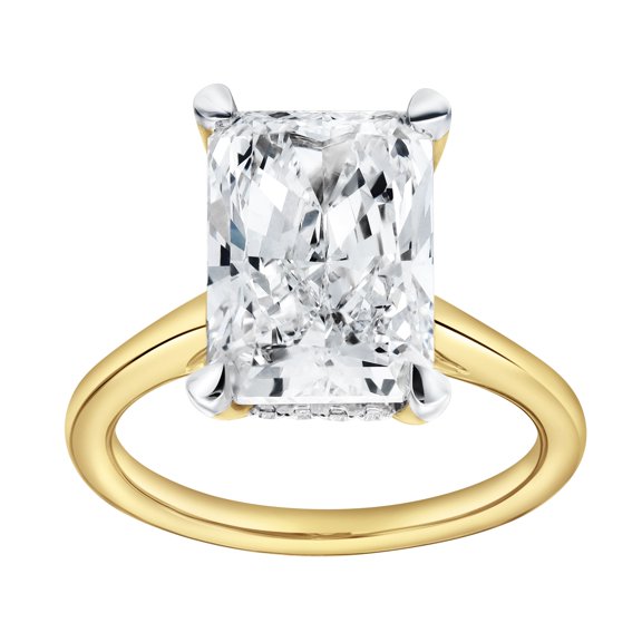 LuvMyJewelry Aelo 5.10 CT Radiant Lab Grown Diamond Engagement Ring in 14K Gold Hidden Halo, E Color, VS1 Clarity