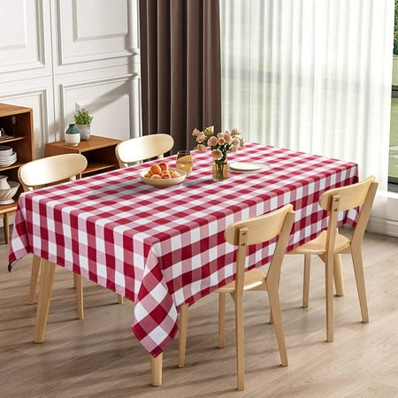 

Litake Farmhouse Buffalo Plaid Tablecloth Rectangle 55 x 102 Inch Washable Yarn Dyed Fabric Textured Table Cover Checkered Gingham Table Cloth for Kitchen Dinning Tabletop Decoration Red/White