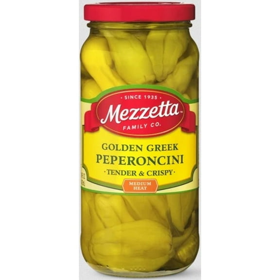 Mezetta Golden Greek Peprncini, 16 Ounce -- 6 per Case.