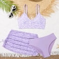 thumbnail image 2 of CAUYDY Children Girl Swimsuits 2 Piece Kids Girls Tankini Bathing Suit Set 8T 9T 10T Teen Girls Bikini Swimwear with Cover Ups Tween Girls Summer Beach Skirt (Sizes 12-13 Years,F02-Purple), 2 of 6