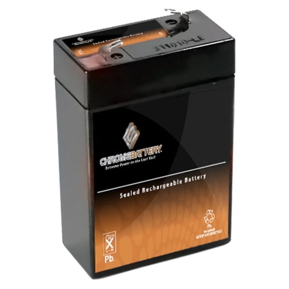 Chrome Battery 6V (6 Volt) (6 Volts) 4.5Ah Sealed Lead Acid (SLA) Battery - T1 Terminals - for Zb-6-4.5
