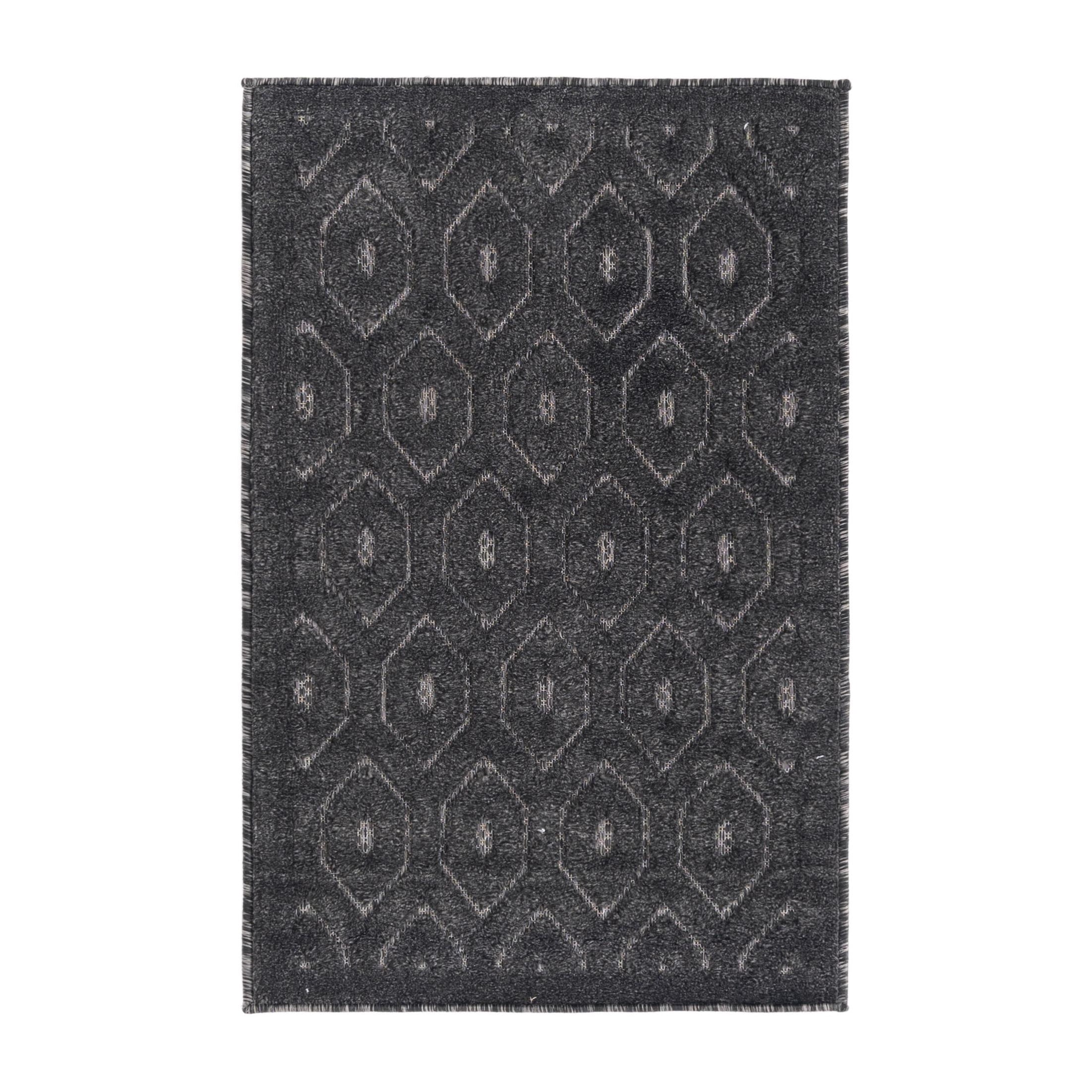 Unique Loom Outdoor Trellis Textured Collection Area Rug - Spatial (2' x 3' Rectangle Charcoal/Ivory)