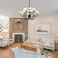 thumbnail image 3 of Black Sputnik Chandelier, 16 Lights Modern Chandelier for Dining Room Mid Century Chandelier Large 36” Ceiling Pendant Light Fixtures with Milk Glass Globe Shades for Foyer Living Room Kitchen Island, 3 of 8
