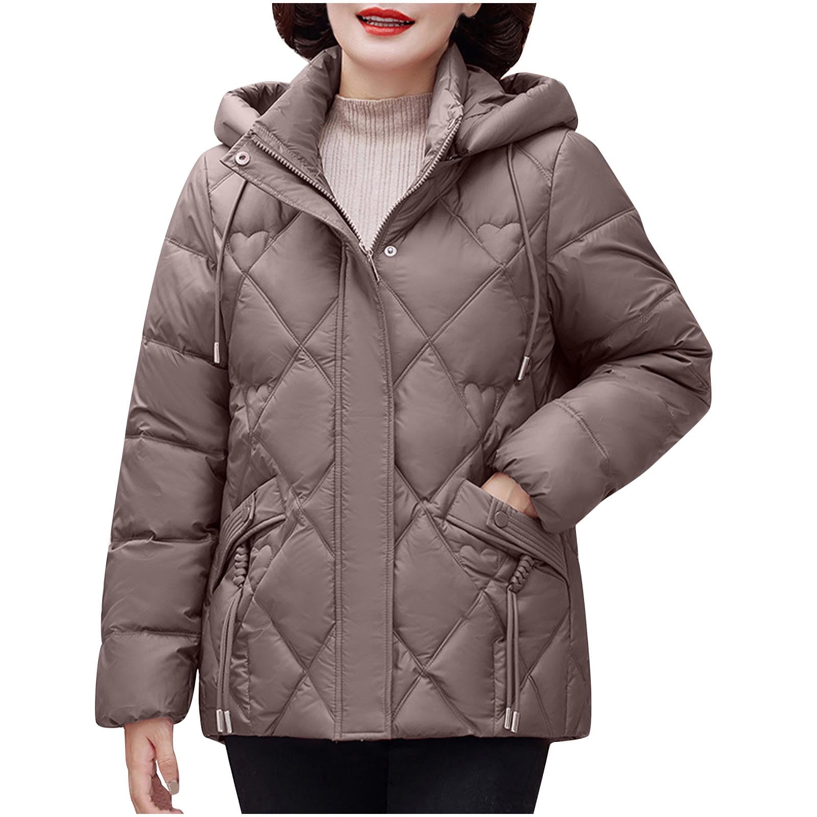 NSLGXD Womens Quilted Coats with Hood Long Sleeve Puffer