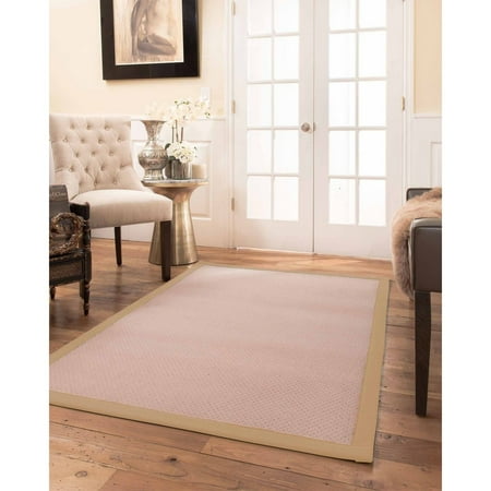 Autumn Wheat Rug Natural Area Rugs 100%, Natural Fiber Handmade Eloise, Pink Wool Rug, Wheat Border - 2' x 3' ()