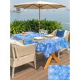 thumbnail image 4 of Outdoor Tablecloth with Umbrella Hole and Zipper, Blue Christmas Rectangle Table Cloth 54x80 Inch Waterproof Tablecloth, Watercolor Winter White Snow Pattern Picnic Table Cover for Patio Camping, 4 of 7